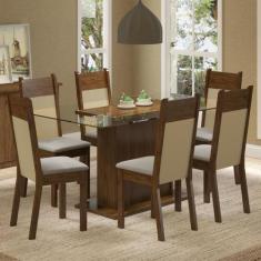 Conjunto Sala de Jantar Madesa Atlanta Mesa Tampo de Vidro com 6 Cadei