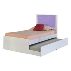 Cama Bibox Solteiro Reino Branco/Lilás G68 - Gran Belo