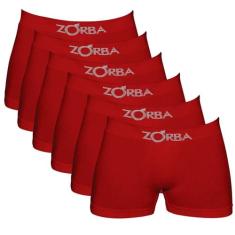 Kit c/ 6 Cuecas Zorba Boxer Seamless 781 Vermelho, Vermelho, G