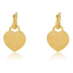 Brinco Argolinha Com Chapa De Coração Folheado - Floratta Joias