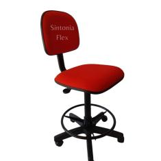 Cadeira Caixa Alta Com Aro E Com Rodízio Tecido Vermelho