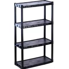 Estante Plástica Modular Preta Com 4 Prateleiras - Agraplast, Preto