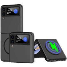 Ephoou Capa magnética para Samsung Galaxy Z Flip 4, [compatível com MagSafe] Capa de telefone de camada dupla de grau militar à prova de choque antiarranhões [carregamento sem fio] para Samsung Galaxy