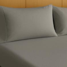 Jogo De Lençol Solteiro 02 Peças 400 Fios Fronha Ponto Palito - CASA M