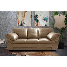 Sofá de Couro Legítimo 3 Lugares 2,10m Cama Inbox Monterrey Bege