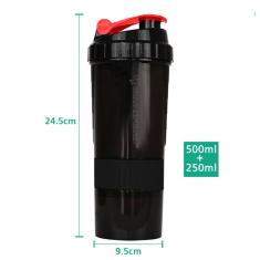 Garrafa Coqueteleira Gold Sports Big 750ml organizador de comprimidos e proteína em pó-Unissex