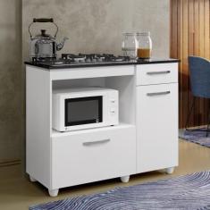 Balcão De Cozinha Para Cooktop Violeta 2 Portas Branco Kaiki Móveis -