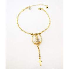 Pulseira Terço Religiosa Folheado A Ouro 18k