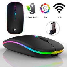 Mouse Sem Fio 2.4 ghz Optico Recarregável Gamer USB Led Rgb Wirelles U