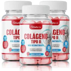 Kit 3x Suplemento Alimentar com Colágeno Tipo II Sem Glúten, Baixa Cal