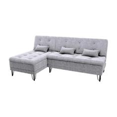 Sofá Cama e Chaise 3 lugares 200cm Nice Cinza Matrix
