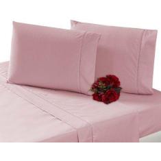 Jogo Lençol 4 Peças Cama Viúva Percal 200 Fios - INGRID BORDADOS, Rosé