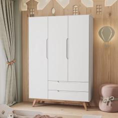 Guarda Roupa Infantil Retrô 3 Portas 2 Gavetas Sonhare