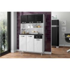 Kit De Cozinha Compacta Rubi Smart C-6 Portas E 1 Gaveta 105cm Branco-preto - Telasul