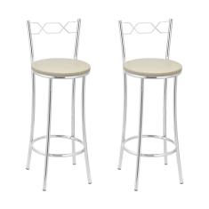 Kit 2 Banquetas Cromadas Bc51-b A110 Cromado-bege
