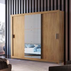 Guarda Roupa Casal Com Pés 3 Portas De Correr 4 Gavetas Betha Imbuia