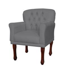 Poltrona Decorativa Anita Pés Luis XV Suede Cinza - DS Estofados - Est
