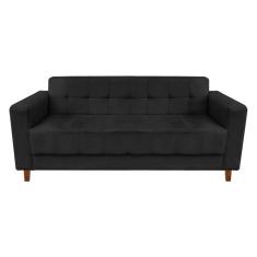 Sofá 03 Lugares Arezzo Suede Preto Castanho