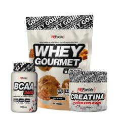 Kit Whey Protein Refil + Creatina 300g + BCAA 100 cáps Gourmet - FN Forbis Nutrition-Unissex
