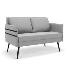 Namoradeira 02 Lugares Mari Suede Cinza Pés Palito de Ferro - D'Rossi