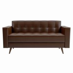 sofá 2 lugares vitrola revestimento sintético café 175 cm