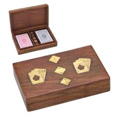 Jogo de Tabuleiro Cartas com Estojo de Madeira e Metal Dourado