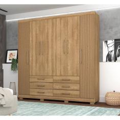 Guarda-roupa Casasl Real 6 Portas com 6 Gavetas Marrom/brisa