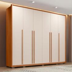 Guarda-Roupa Casal Milanus 6 Portas 6 Gavetas Freijo/Off White - Caemmun