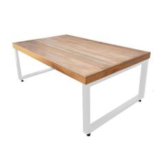 Mesa Industrial Infantil Bernardo 120x70cm Madeira Maciça Ferragem Branca Branco