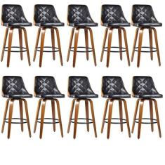 Kit com 10 Banquetas para Cozinha Milão Preto