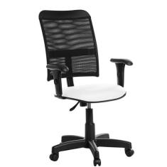 Cadeira De Escritório Em Tela Com Braço Rce Branco - Goldflex, Branco,