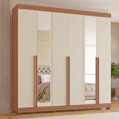 Guarda-Roupas Milano 100% MDF Tuboarte 6 Portas 4 Gavetas 6 Espelhos, 