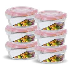 06 Potes Hermético Vidro Redondo Freezer E Microondas 620ml - U4home