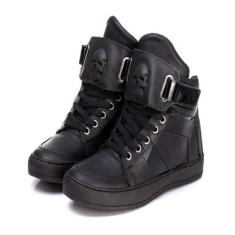 Tenis Sneaker Feminino Fitness Botinha Academia Couro - Bawmi, Preto, 