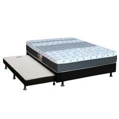 Cama Box C/Auxiliar Casal: Colchão Castor Bonnel Class + Base Crc Courano Black(138X188)