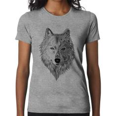 Baby Look Lobo Mandala - Foca na Moda, Cinza, GG