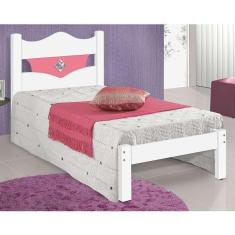Cama Julia Solteiro Branco-azul-rosa-lilas Com Colchão- Carmolar