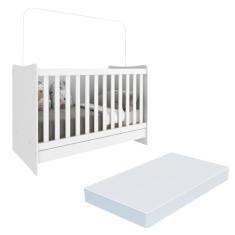 Berço Multifuncional 4 em 1 com colchão vira escrivaninha Evolution Multimóveis Branco