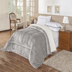 Coberdrom Everest casal king size manta sherpa lã carneiro 1 peça cinz