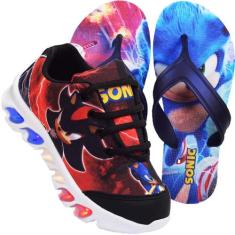 Tenis De Led Infantil Sonic Shadow + Chinelo Lançamento, 31