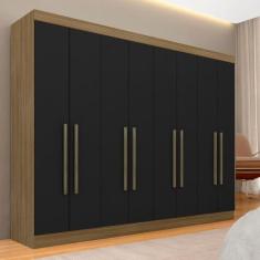 Guarda Roupa Casal 8 Portas Natasha Boreal/preto - Móveis Arapongas - 