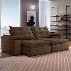 Sofá 4 Lugares Retrátil e Reclinável Espanha 250cm Marrom - Celflex, M