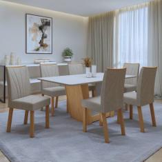 Conjunto Sala de Jantar 6 Lugares Retangular Tampo MDF Mesa e Cadeiras