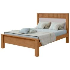 Cama de Casal Madeira em MDP e MDF Amêndoa Athenas Lopas, Amêndoa Clea