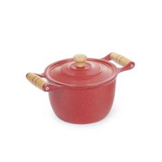 Caldeirão Alumínio Fundido Craqueado Alça De Madeira 14cm