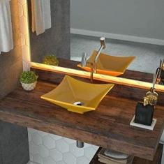 Cuba de Apoio para Banheiro L30 Lux Quadrada Folha Compace Amarelo