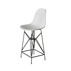 Banqueta Bistrô Alta Eames Eiffel Branca Base Ferro Preto