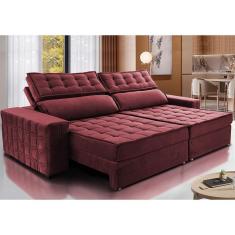 Sofá Retrátil e Reclinável 2,55m Cama inBox Big Star. com SoftGel D40 Velupluma