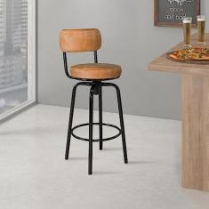 Banqueta Giratória em Aço Capadócia Preto/Caramelo