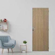 Kit Porta de Madeira Lisa 215x75cm com Batente de Aço 6cm Açomad MGM Carvalho Alpha